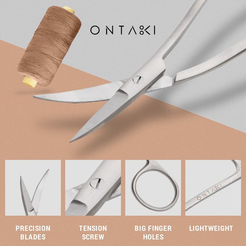 Ontaki مقص تطريز مزدوج من أونتاكي - 6.5" من الفولاذ الألماني بدقة للقص المنحني ومقصات التطريز المنحنية - مقبض مريح بزاوية 90 درجة ومقصات تطريز مائلة - أداة خياطة لآلة الخياطة المنزلية - Image 4